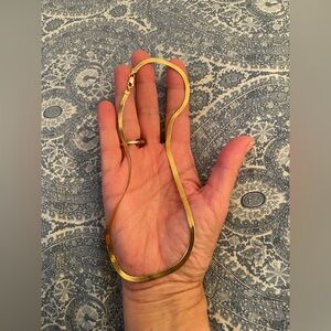 Vintage 925 Italy  Gold plated 16 inch Chocker Herringbone chain Necklace